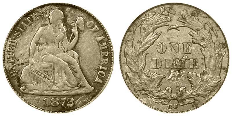 seated liberty cc dime